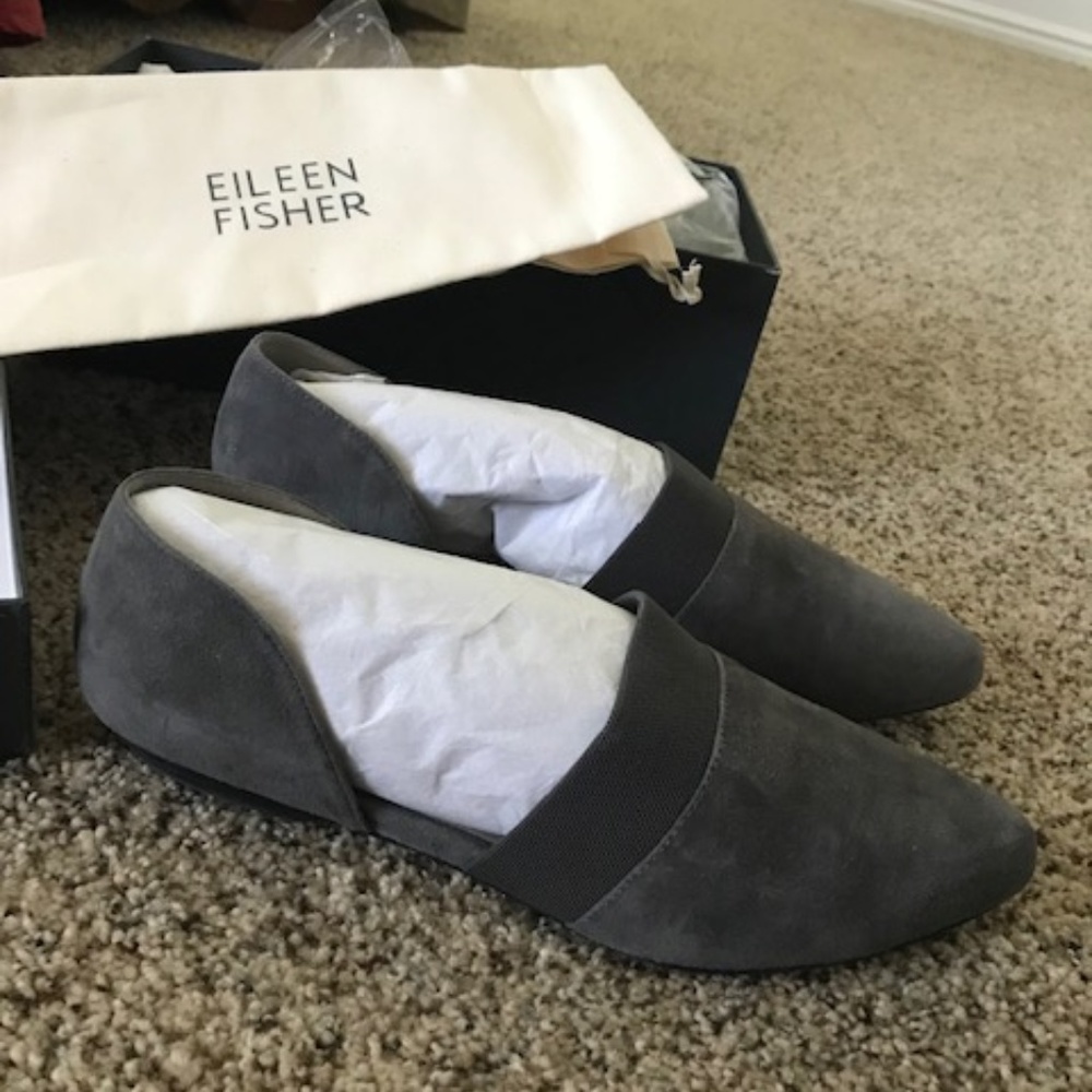 Eileen Fisher Flute Flat, Pointed Toe, Graphite